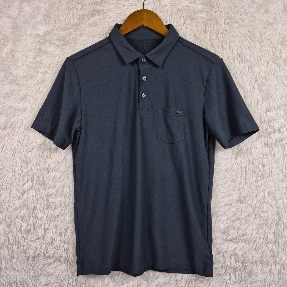 Vuori Mens Ace Short Sleeve Polo Shirt Ink Blue Green V164 Size S